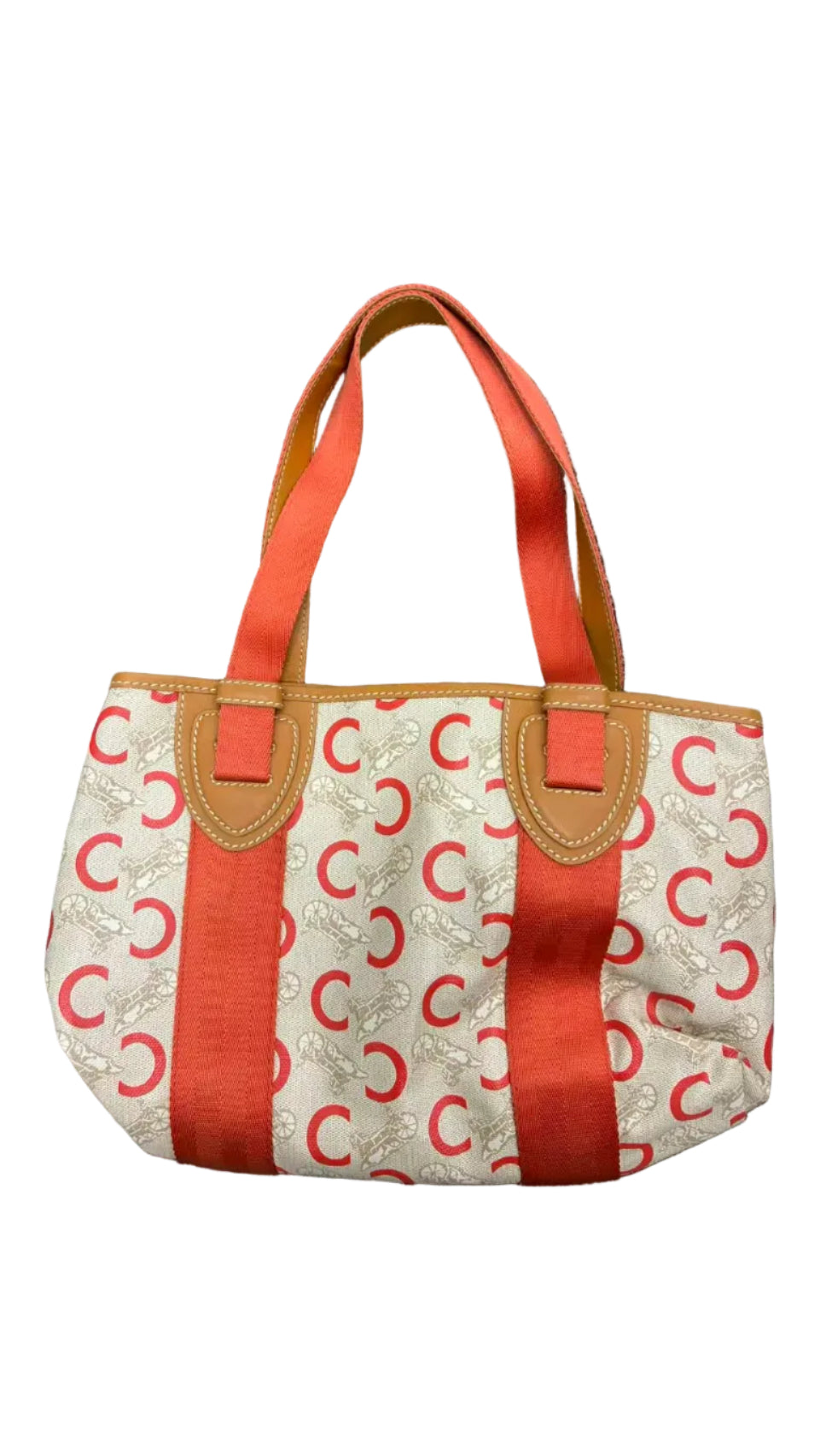 Sac Celine C Macadam Tote PVC et cuir ivoire et orange