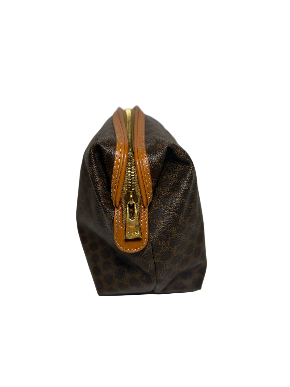 Pochette Celine Macadam cuir beige et marron