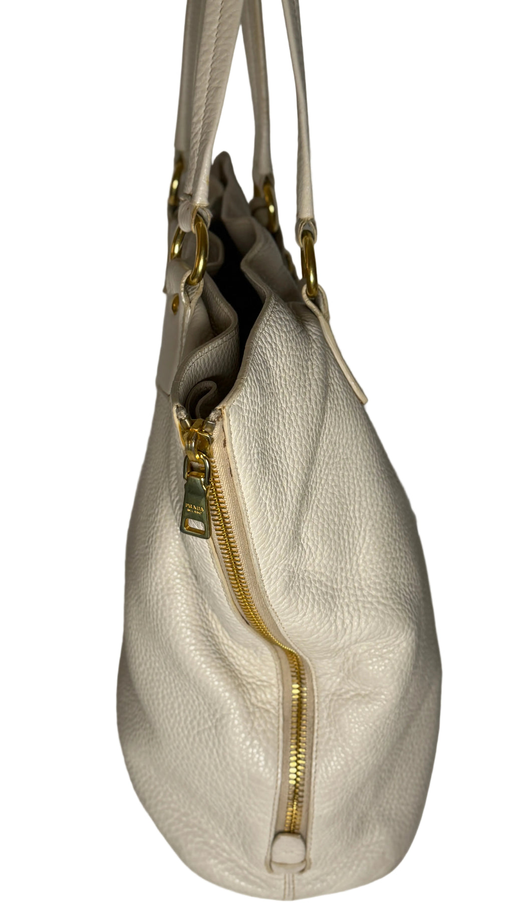 Prada beige leather tote bag