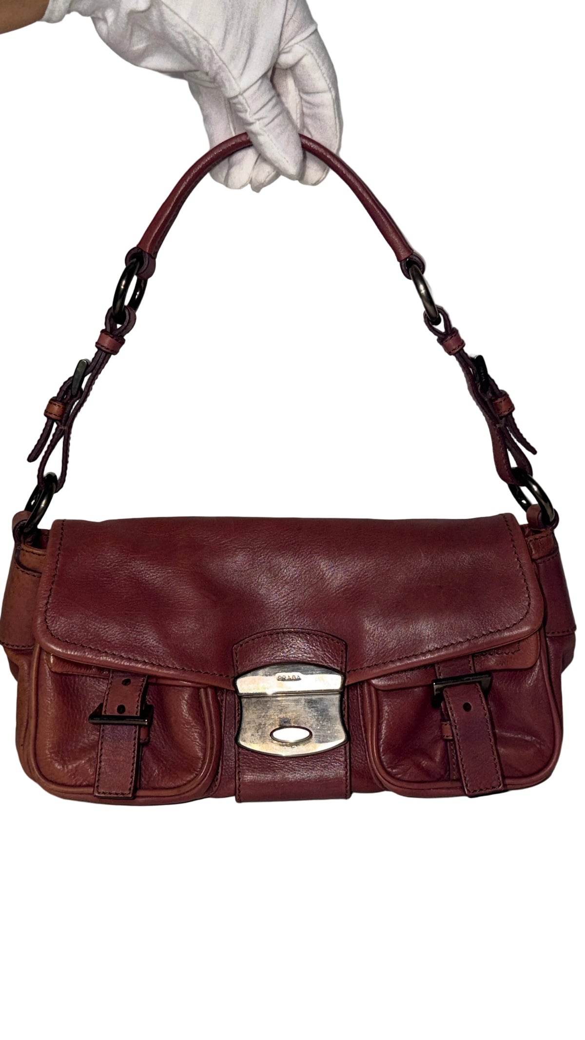 Sac Prada One Shoulder en cuir rose