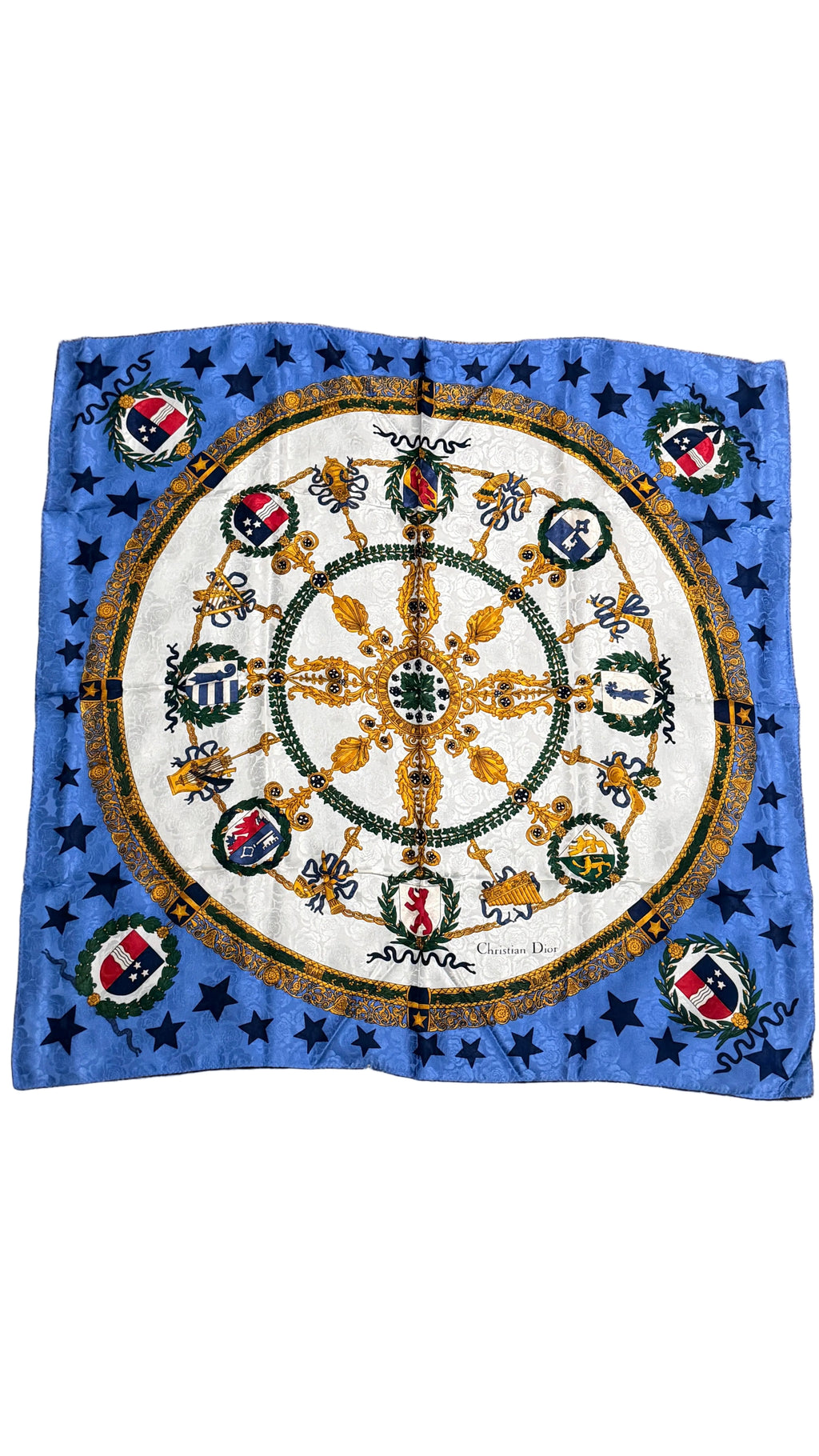 Blue and white silk Dior scarf