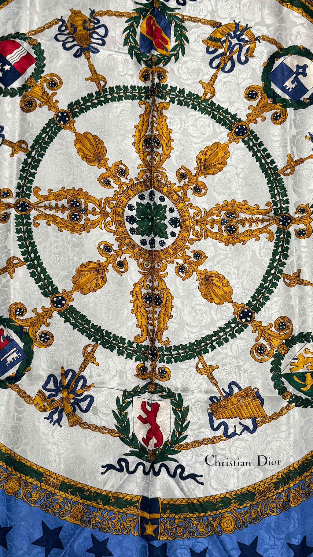 Blue and white silk Dior scarf