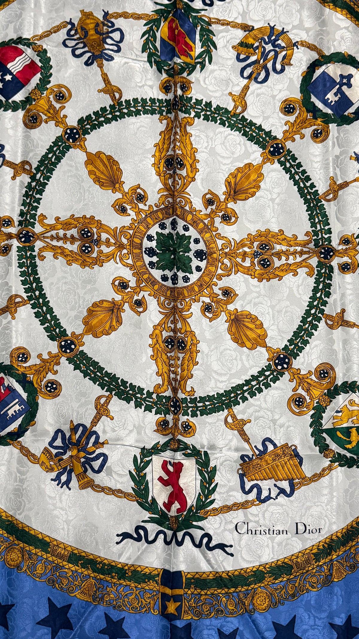 Foulard Dior en soie bleu et blanc