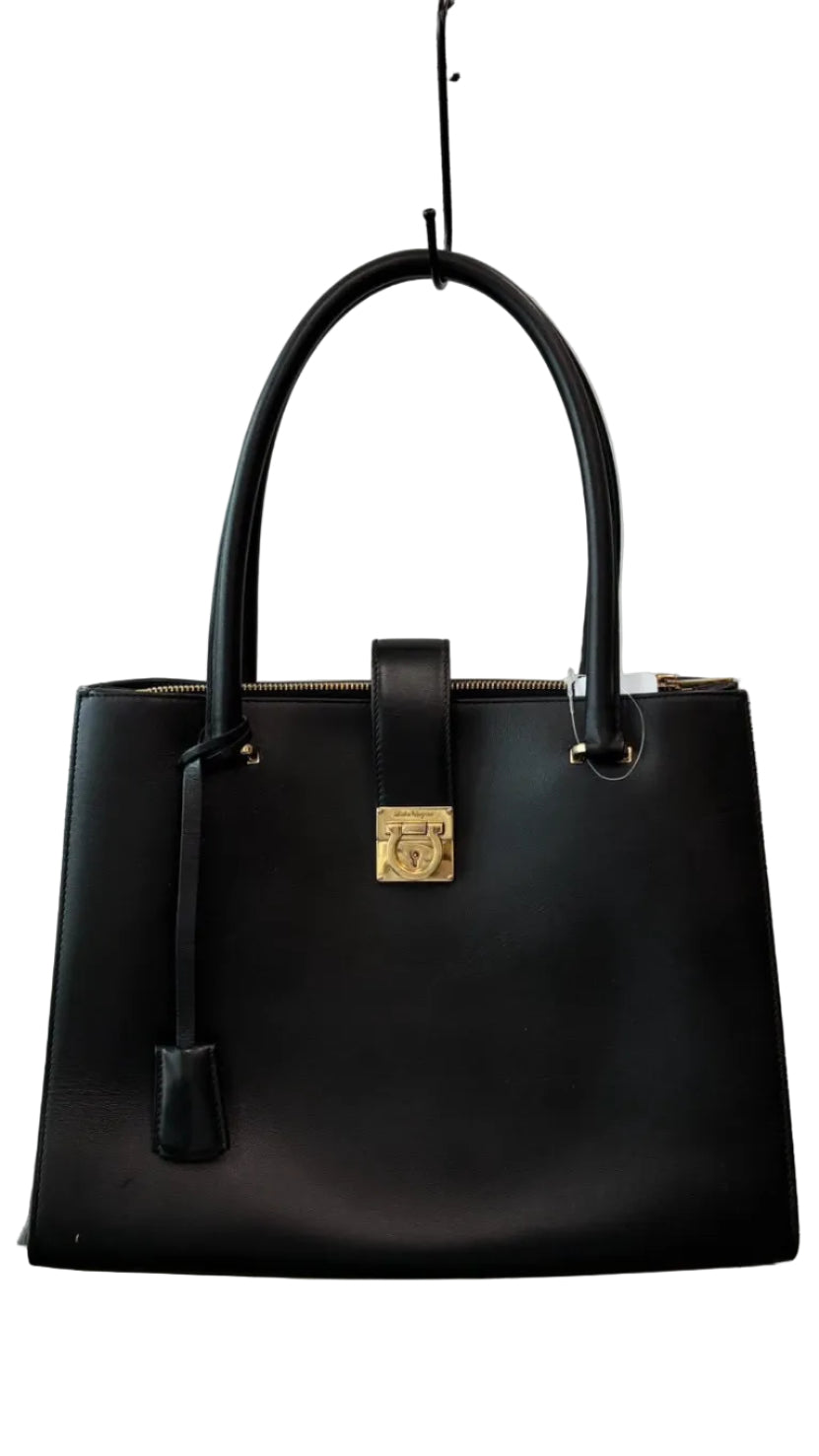 Black leather Ferragamo handbag